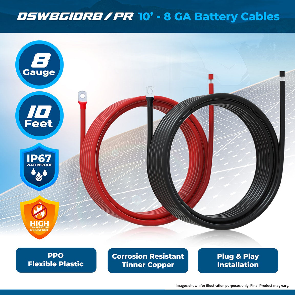 DSW8G10RB/PR : 8.5 3M CABLE (RED+BLACK)