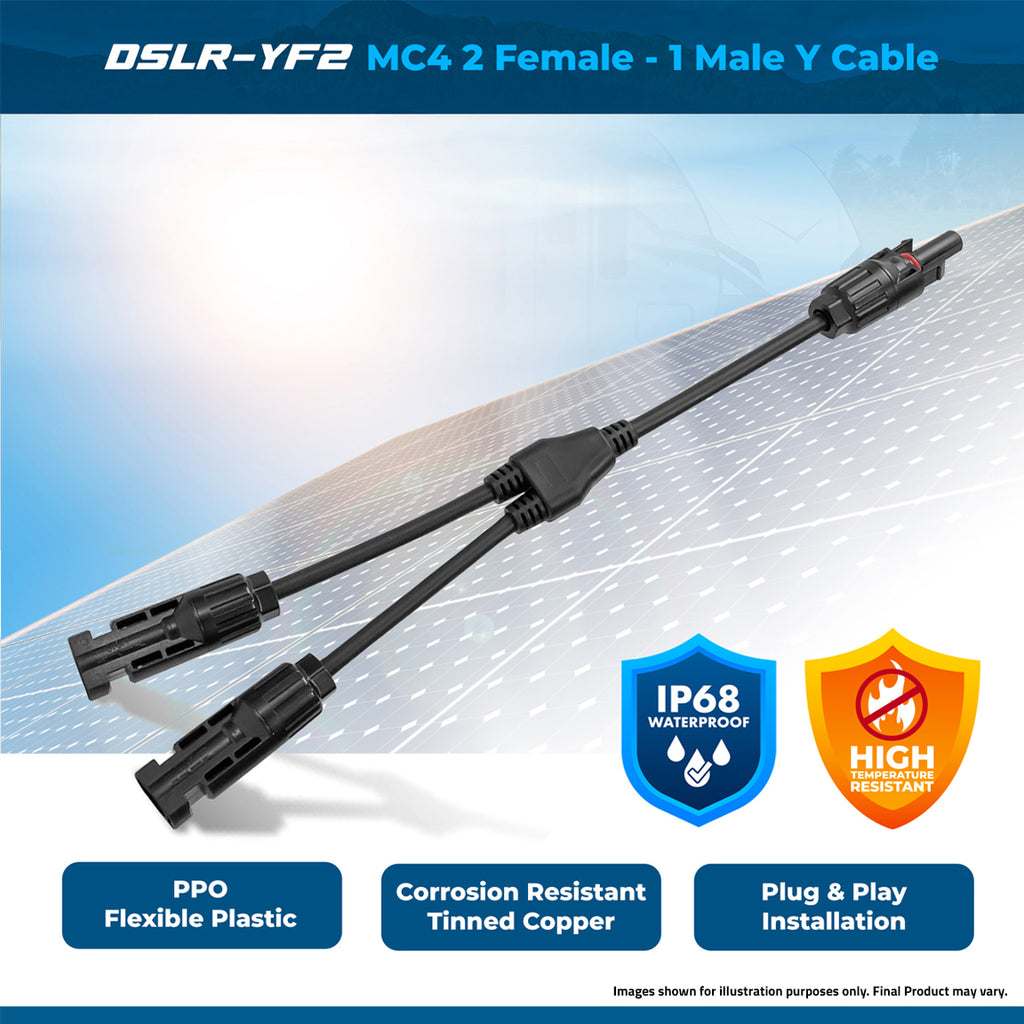 DSLR-YF2 : Mc4 2 Female - 1 Male Y Cable