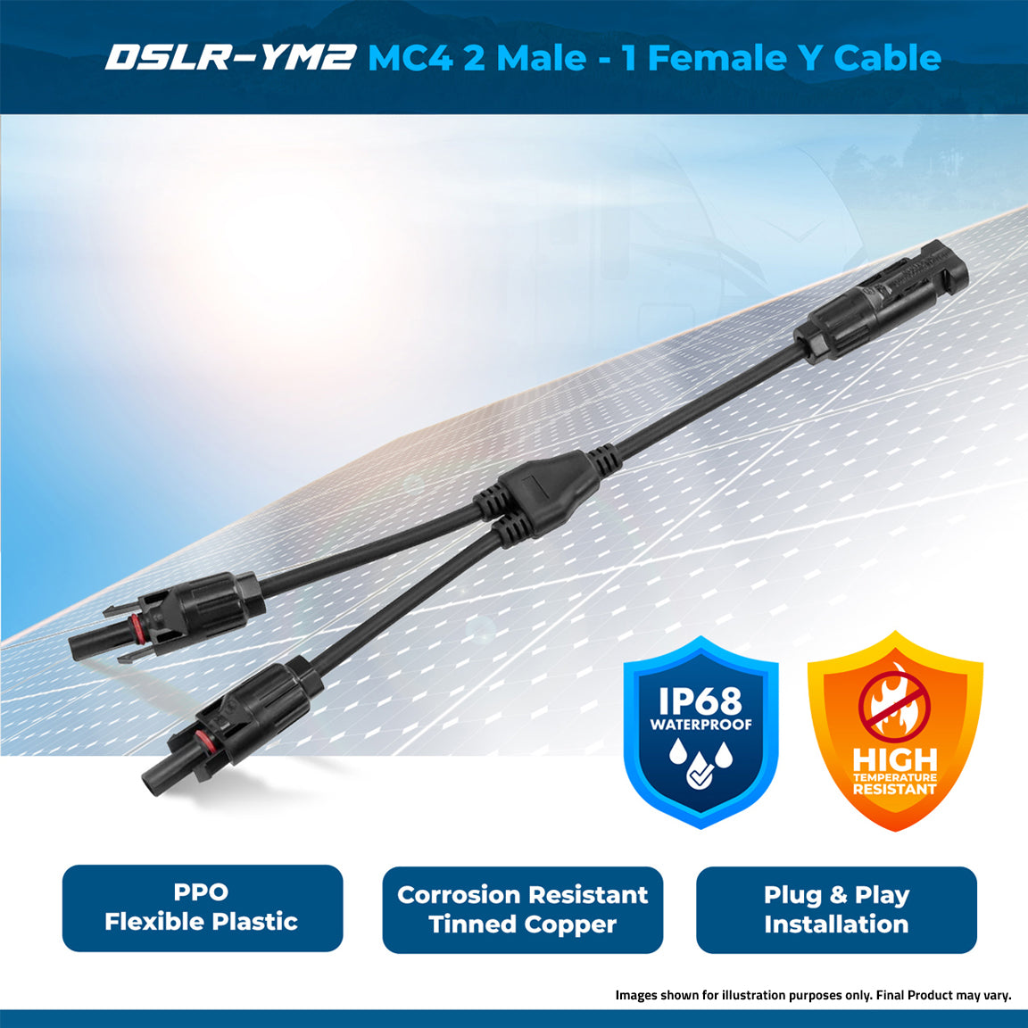 DSLR-YM2 : Mc4 2 Male -1 Female Y Cable