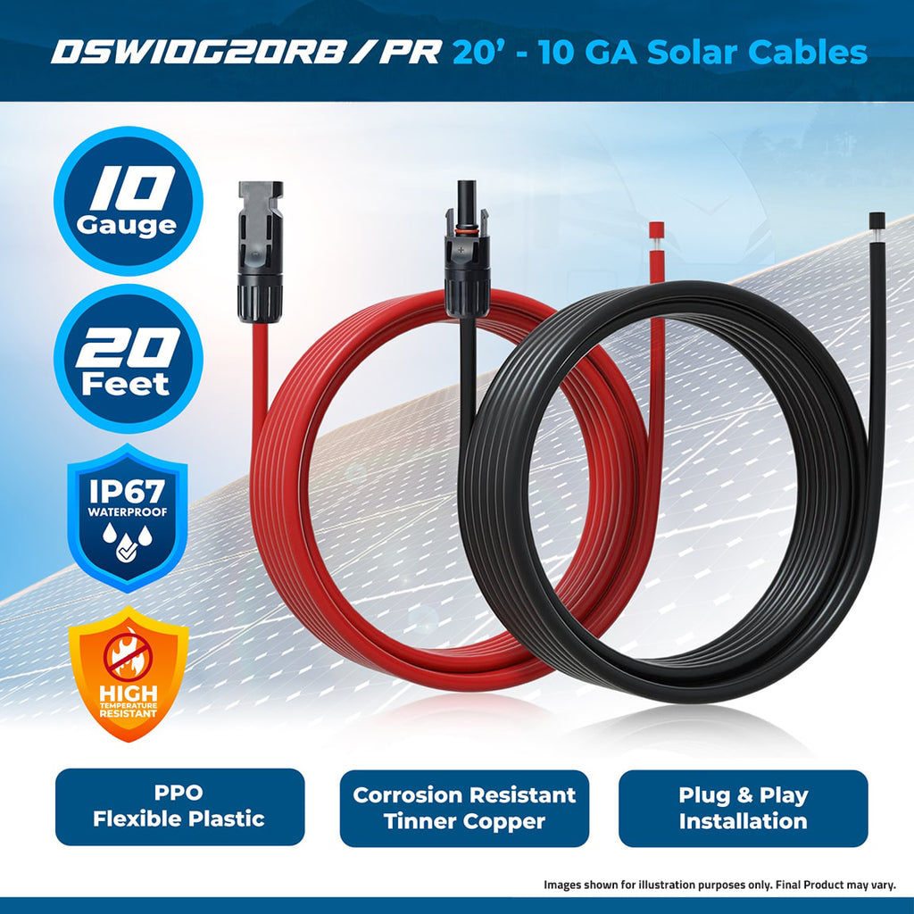 DSW10G20RB/PR : 10AWG MC4 6M MC4 CABLE (RED+BLACK)